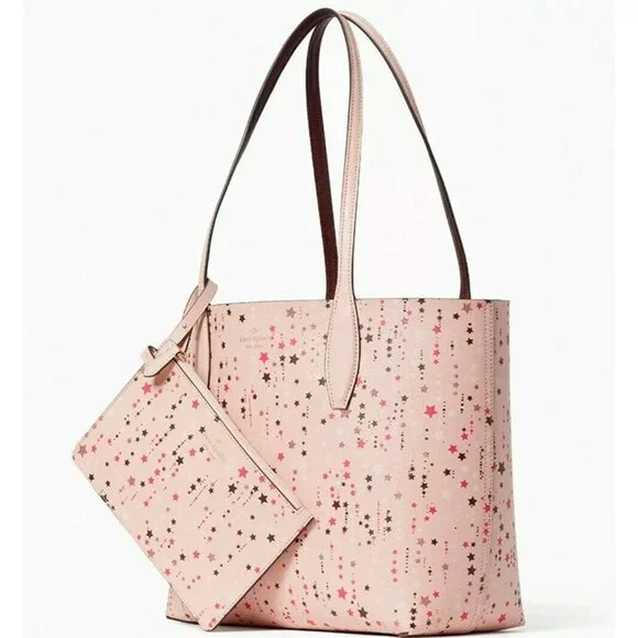 S Kate Spade Twinkle Reversible Tote Purple Pouch Pink K4743 NWT $299 MSRP - Picture 4 of 9